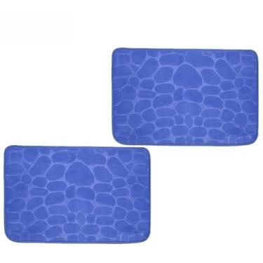 Imagem de Kit 1-4 Tapete de Porta Para Banheiro Macio Antiderrapante para Sala e Quarto 60x40cm(KIT2-Azul Claro)