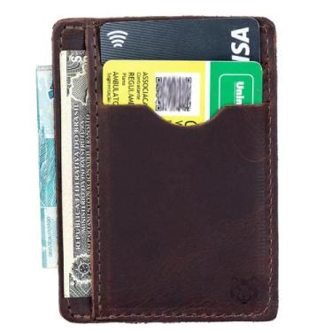 Imagem de Carteira Masculina Pequena Couro Legitimo Porta Cartão de Credito - Lu