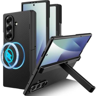 Imagem de Miimall Capa ultrafina para Samsung Galaxy Z Fold 7 com proteção de dobradiça, protetor de tela de vidro temperado e suporte, capa protetora robusta à prova de choque para celular com suporte para Z7