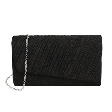 Imagem de Bolsa clutch noturna com glitter preto – elegante bolsa de festa para mulheres