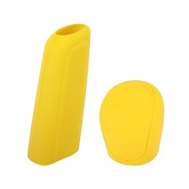 Imagem de Capa de freio de mão para carro, capa de botão de mudança de marcha, conjunto universal de silicone amarelo