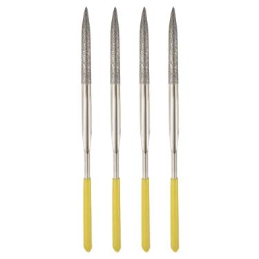 Imagem de Lixas de agulha de diamante, 4 mm x 160 mm, cabo de arquivo meio redondo, ferramenta manual para metal, madeira, pedra, mármore, 4 peças