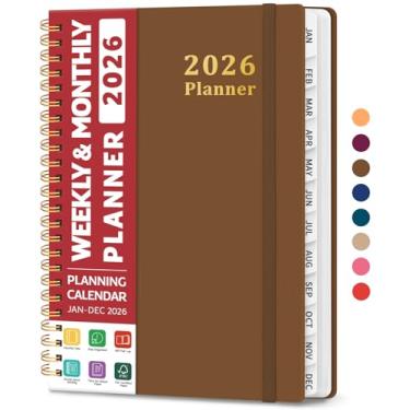 Imagem de Agenda 2026, agenda semanal e mensal, janeiro de 2026 a dezembro de 2026, capa dura 2026, agenda agenda com abas para mulheres e homens, bolso interno, encadernação espiral, perfeito para escritório