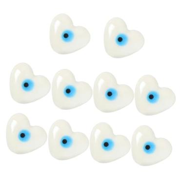 Imagem de 10 contas brancas de cerâmica mau-olhado contas soltas para fabricação de joias, espaçador pequeno, suprimentos de artesanato para pulseiras faça você mesmo, colares e