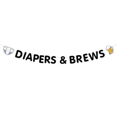 Imagem de Wonmelody Diapers and Brews Banner Bottle and Beer Baby Shower Decoration Beer and Diaper Party Decor Garlands A Baby is Brewing Baby Shower Decorations for Gender Reveal Pregnancy Celebration