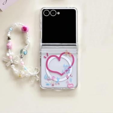 Imagem de Capa para Galaxy Z Flip5 com suporte magnético e corrente (para Galaxy Z Flip5/capa com corrente)