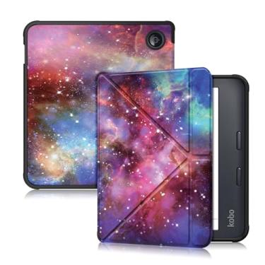 Imagem de Yiernuo Capa compatível com Kobo Libra Color & Kobo Libra 2 eReader de 7 polegadas, capa protetora fina e leve de TPU macio com função de suporte, Galaxy