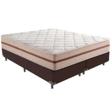 Imagem de Cama Box Marrom E Colchão Classic 26 Cm Molas Ensacadas Queen Anjos