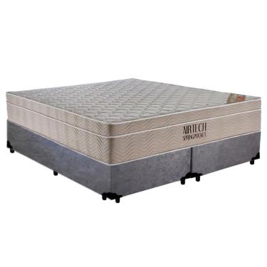 Imagem de Cama Box Casal Suede Bipartido + Colchão Ortobom Airtech Molas Ensacadas 65x138x188 Cor:cinza