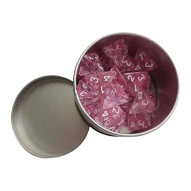 Imagem de Generic Conjunto de 25 Dados Poliédricos de Acrílico com Estojo para Armazenamento, Ideal para Lembrancinhas de Festa, Jogos de Tabuleiro E Jogos de Matemátic, Rosa