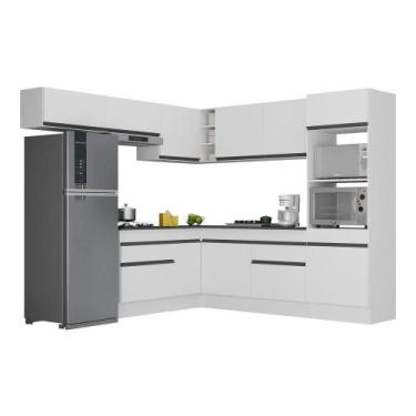 Imagem de Armário De Cozinha Completa De Canto V2105 Branco/Preto - MULTIMOVEIS
