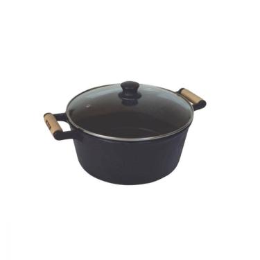 Imagem de Caçarola Ferro Fundido Alças Tampa Vidro