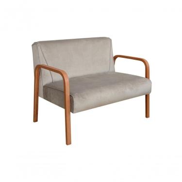 Imagem de Poltrona Namoradeira Anita Decorativa Braço Madeira Moderna Veludo Capuccino 250