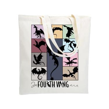 Imagem de WZJHCL Fourth Dragon Tote Bag Dragon Rider reutilizável mercearia bolsa de mão Bookish bolsa de ombro leitor fantasia, Bolsa com 4 asas, Large