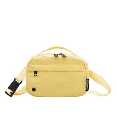 Imagem de Mini bolsa tiracolo no peito, bolsa de ombro casual, leve, cor sólida, pequena bolsa quadrada para uso diário, Amarelo, M