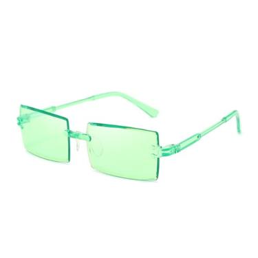 Imagem de Óculos de Sol Femininos Sem Aro com Lentes Degradê, Proteção UV400, Ideal para Viagens e Verão, Cor Verde Noturno