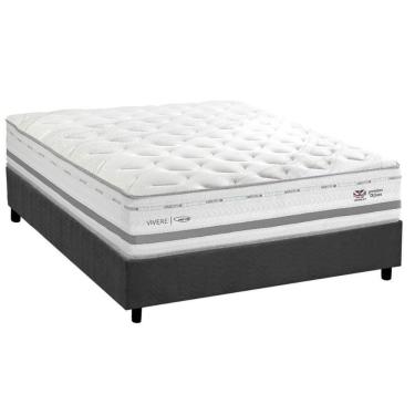 Imagem de Cama Box Casal: Colchão C- Vibro Massagem Herval Maxspring C1756 + Base Crc Suede Gray (138x188)