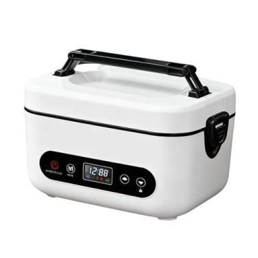Imagem de IEUDNS Lancheira elétrica sem fio com aquecedor de alimentos, recipiente de aço inoxidável, ideal para piqueniques, trabalho e viagens, Branco