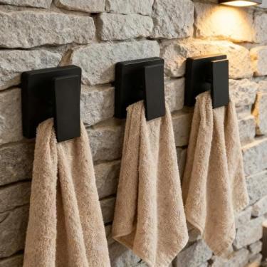 Imagem de Gancho de toalheiro de 6 peças, clipe de armazenamento sem perfuração, banheiro, toalete, suporte de armazenamento na parede, gancho de toalha