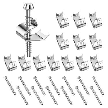 Imagem de Dreyoo Kit de 14 clipes de pia, clipes de pia embaixo compatíveis com balcão de banheiro de cozinha Moen/Elkay, para bancadas de até 3,5 cm de espessura, suporte de kit de montagem superior de