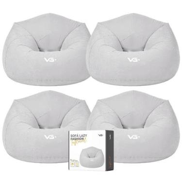 Imagem de Kit 4 Poltrona Inflável Puff Lazy Fashion Aveludado Assento Pufe Vg Pl