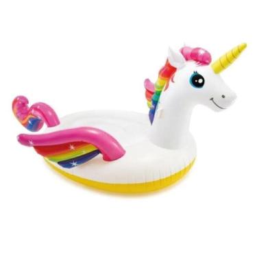 Imagem de Bóia Bote Inflável Unicórnio Grande Intex 201cm 57561