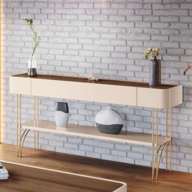 Imagem de Aparador de Sala com Prateleira Vivant Off/Castanho - HB Móveis, Off/C