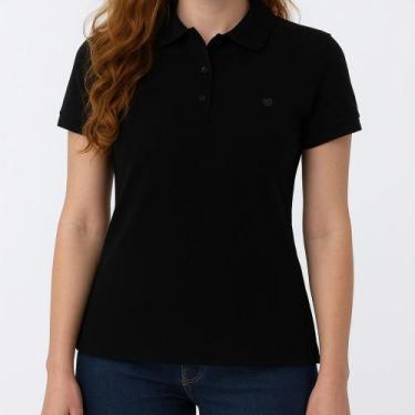 Imagem de Camisa Polo Feminina Preta 100% Algodão - Conforto, Estilo e Qualidade