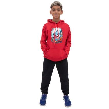 Imagem de Conjunto Infantil Menino Blusa Manga Longa Estampa de Tubarao e Calça Lisa Moletom Confortavel