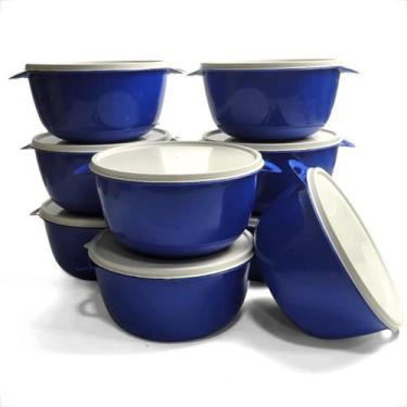Imagem de Kit Pote Cozinha Bowl 1L Potes Redondos Boll Tampa Branca 5 Unidades -