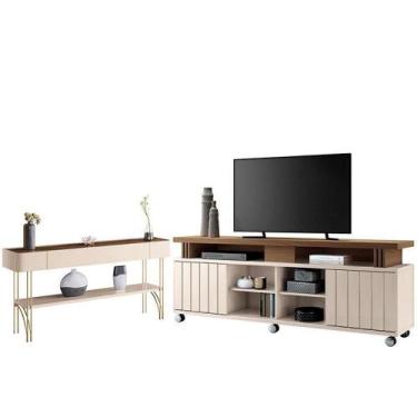 Imagem de Rack Bancada Rivera 1.8 Com Aparador Vivant Off White Castanho - Hb Mó