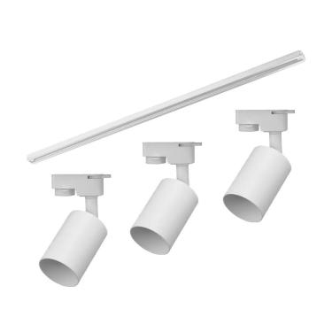 Imagem de Kit Trilho Taschibra Com 3 Spot Track Mr16 Gu10 Bivolt Branco