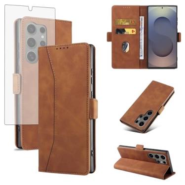 Imagem de Asuwish Capa carteira flip para celular Samsung Galaxy S25 Ultra 5G com protetor de tela de vidro temperado, capa fólio magnética, compartimento para cartão de crédito, suporte para celular S25Ultra