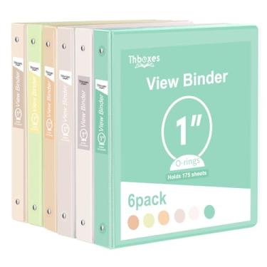 Imagem de Fichário de 3 anéis - pacote com 6, fichário de 2,5 cm com 2 bolsos internos e sobreposição de visão clara, grande capacidade, fichários redondos para material de escritório, escola e casa (6 cores