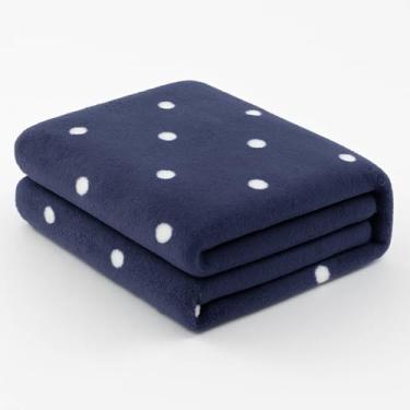 Imagem de Manta Cobertor Em Microfibra Dyuri Mix 180x200cm Toque Aveludado Estampada Em Bolinhas Poa 1 Peça | ADMIRARE (AZUL)