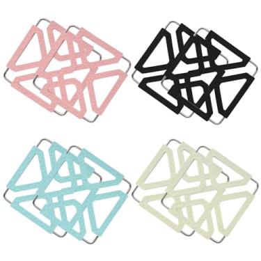 Imagem de Conjunto de 8 trivets de silicone dobráveis, tapetes de panela resistentes ao calor, porta-copos antiderrapantes e jogos americanos, azul, verde, preto