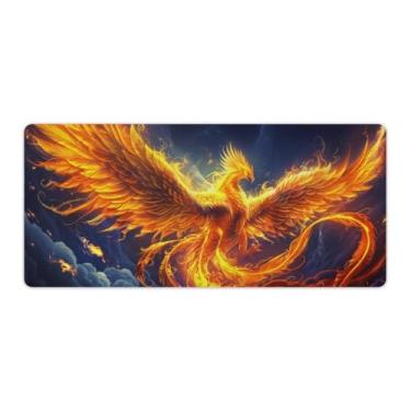 Imagem de Cool Majestic Phoenix Rising Fire Bird Flaming Gaming Mouse Pad Grande Tapete de Mesa de Borracha Antiderrapante Teclado Pad de Computador para Escritório em Casa 40 x 90 cm