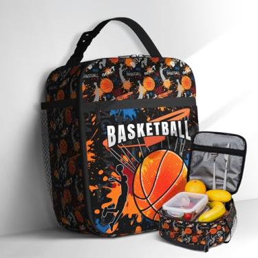 Imagem de Lancheira infantil de basquete para escola, basquete, térmica, lancheira com alça de ombro ajustável, reutilizável, portátil, à prova de vazamento, esportiva para crianças, meninas, escola, escritório