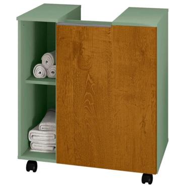 Imagem de Gabinete Banheiro Pia De Coluna Pequin 56 Cm Bechara Pistache Naturalle