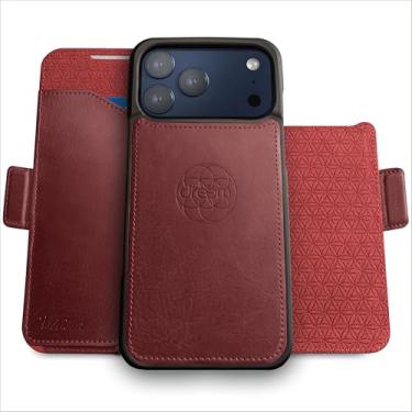 Imagem de Dreem for iPhone 17 Pro Case Wallet, Revolutionary Phone Stand, Vegan Leather, MagSafe-Fit, Magnetic Detachable Flip Cover, RFID Blocking Card Holder, Gift-Box [Fibonacci:Burgundy]