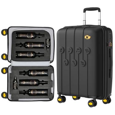 Imagem de MGOB Wine Suitcase 6 garrafas, estojo rígido de viagem com inserção removível e rodas giratórias de 360° para viagens aéreas (M6-Preto)