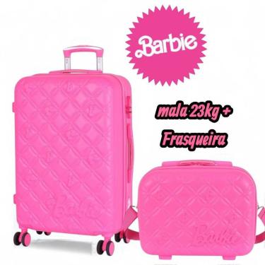 Imagem de Kit Mala Viagem Rodinhas 23kg Com Frasqueira Barbie Abs Luxcel