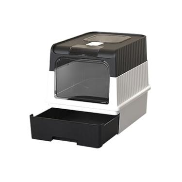 Imagem de Caixa de areia para gatos, totalmente fechada, inodora, capacidade premium para gatos (BY-4202) (preto)