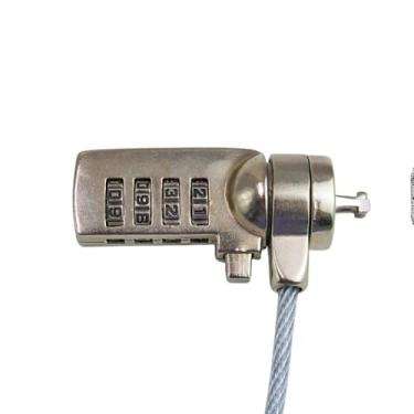 Imagem de Trava de Segurança para Notebook, Cabo de Aço 1 Metro, 4 Dígitos, Prateado, Entrada 7mm, Material em Aço, Espessura 4mm