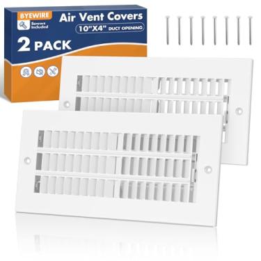 Imagem de Abertura de duto de 25 x 10 cm, capas de ventilação de ar para parede ou teto, ventilação de aço bidirecional de alto fluxo de ar, parede ajustável, registro de teto de tampa de ventilação AC, para