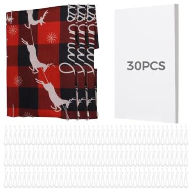 Imagem de Pacote com 30 quadros de quadrinhos e 120 clipes em U transparentes, organizadores de tecido grosso, quadros de quadrinhos brancos para dobrar e guardar roupas