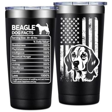 Imagem de Loecuxe Beagle Presentes para mulheres, homens - Dia das Mães, Dia dos Pais, presentes de aniversário para donos de cães Beagles - Beagle Dog Facts Copo copo 590 ml