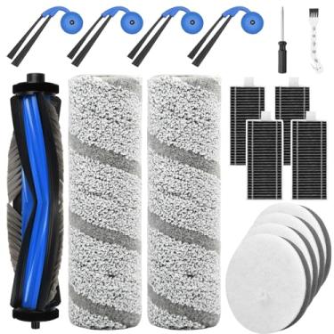 Imagem de 17 peças de reposição para aspirador de pó Ecovacs Deebot X11 OmniCyclone, kit de acessórios inclui 1 escova principal, 4 filtros de esponja, 4 filtros HEPA, 2 esfregões de rolo, 4 escovas laterais, 1