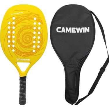 Imagem de Raquete de Beach Tennis Com Fibra de Carbono EVA Solft Com Acabamento Texturizado Com Estojo Protetor (Amarelo)