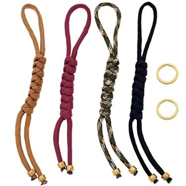 Imagem de KMOATIM Cordões Para Facas 550, Pulseira Edc, Corda Tática De Nylon Artesanal Homens, 4 Peças, Canivetes, Cordão Paraquedas, Chaveiros, Pingente